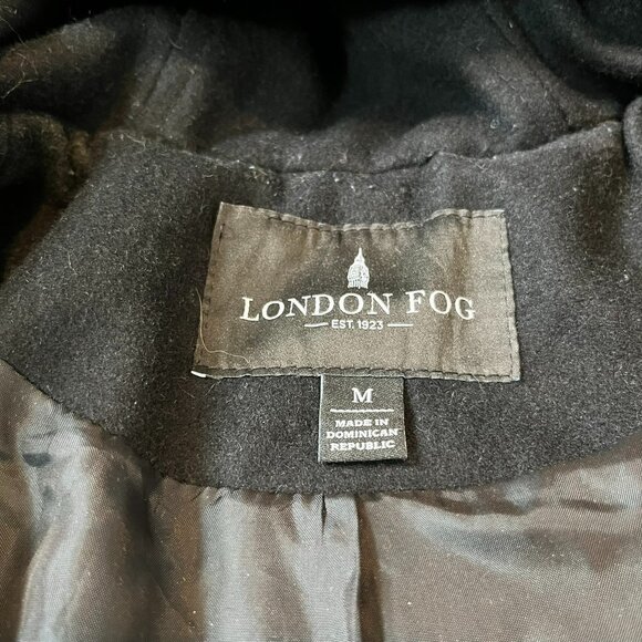 London Fog Black Wool-Blend Short Zip Jacket w/Hood, W's Medium - Picture 4 of 10